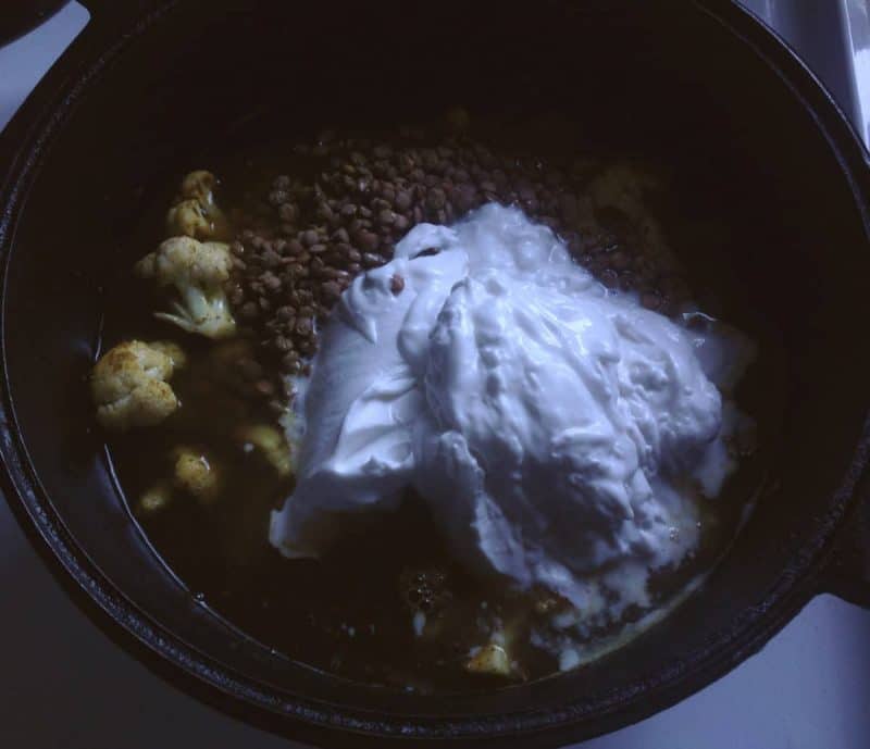 cauliflower lentil curry