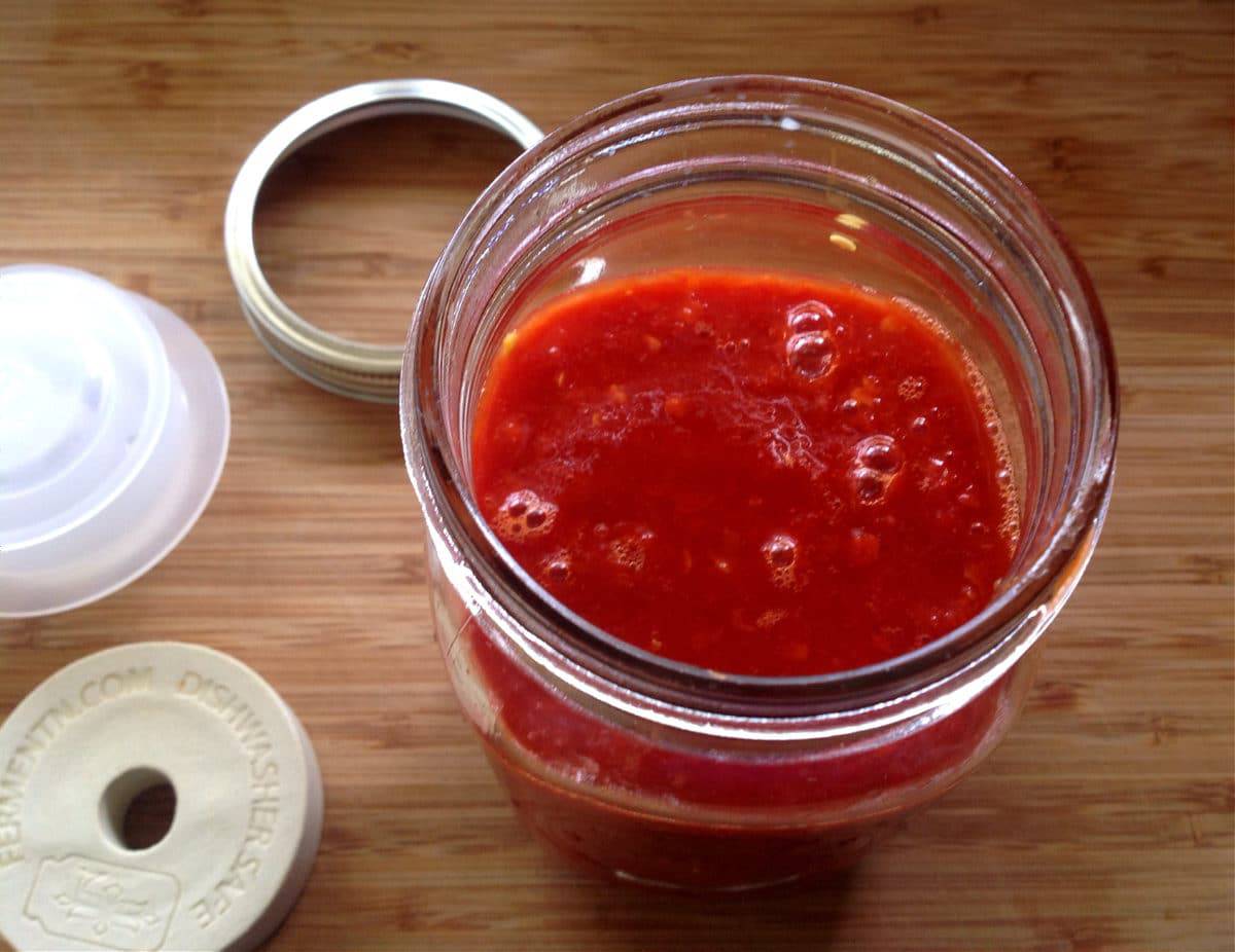 fermented hot sauce in a jar