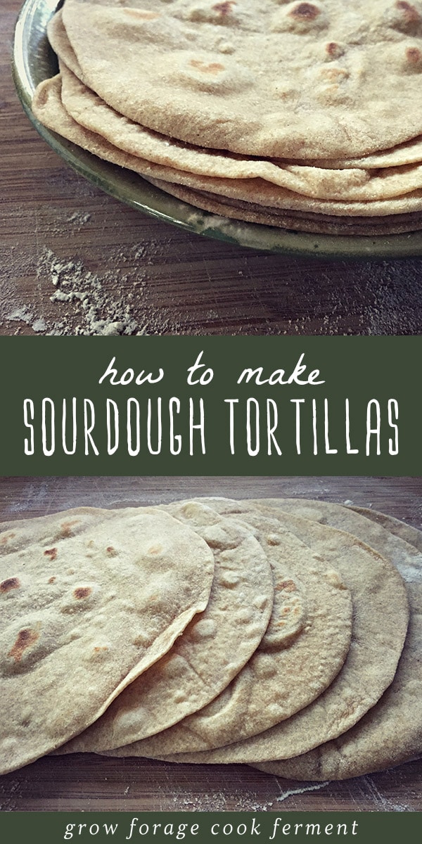 If you have sourdough starter you should make sourdough tortillas! These homemade flour tortillas are free from hydrogenated oils, full of healthy probiotics, and they taste awesome! Plus you won't believe how easy they are to make. Homemade tortillas are so delicious - you'll never go back to store bought. #tortillas #sourdough #baking #healthybaking #realfood #traditionalfood