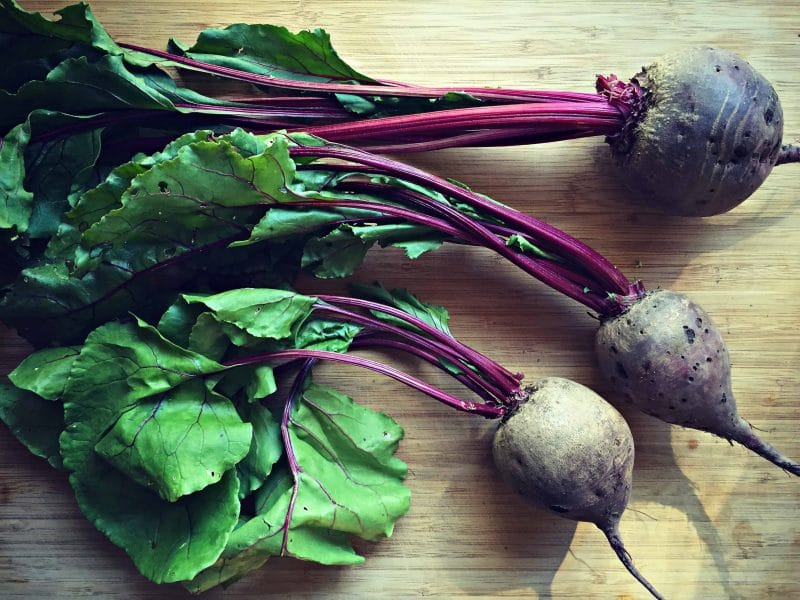 fresh beets with beet greens