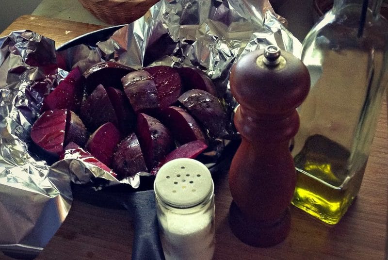 put beets in foil for roasting