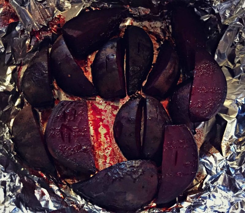 roasted beets in tin foil