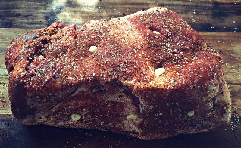 pork shoulder stuffed with garlic