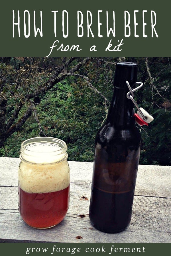 A bottle and a glass of home brewed beer from a kit.