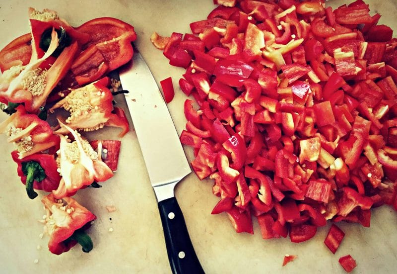 chop peppers