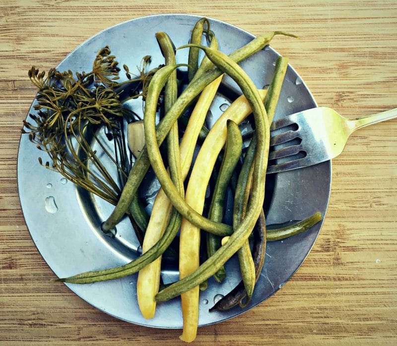 dilly beans on a plate