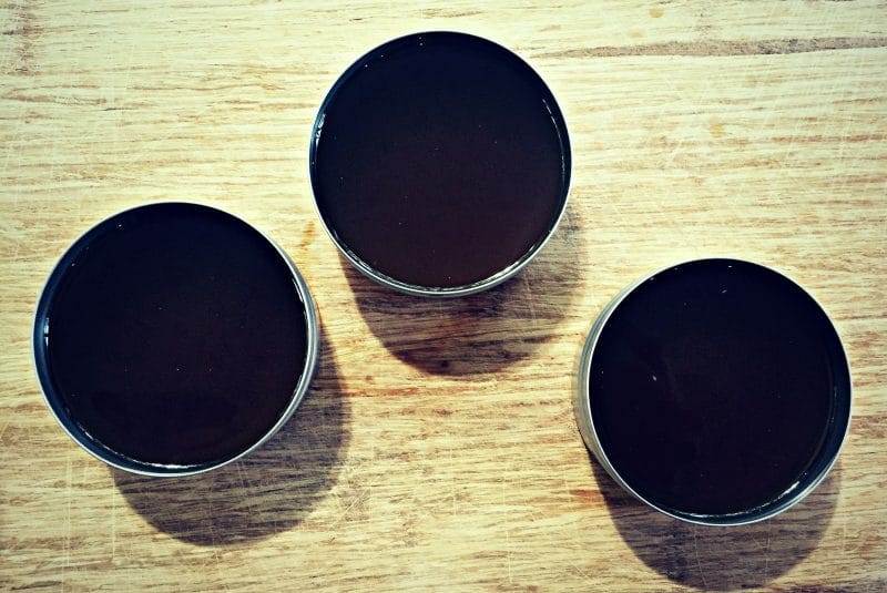 three tins of liquid salve before it has set up