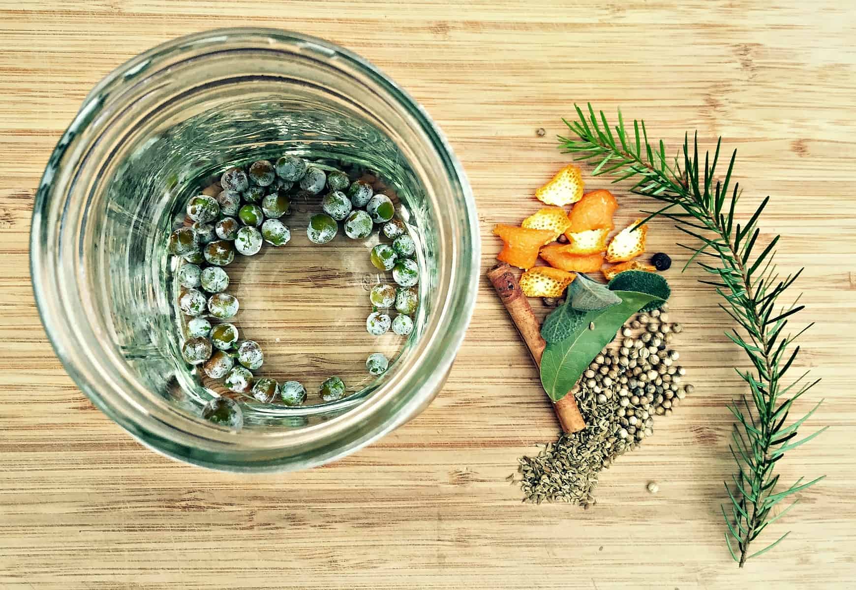 Homemade Infused Gin Foraged Botanical Winter Spirits