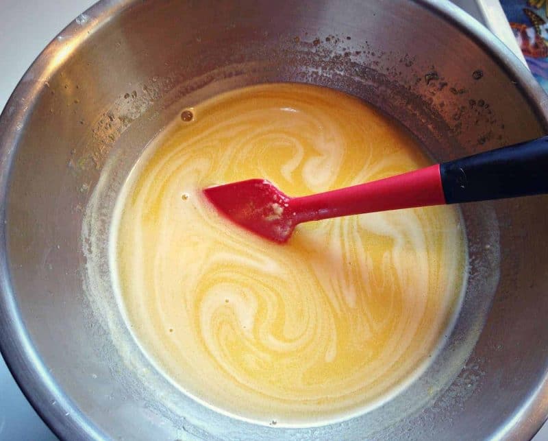grapefruit curd in a double boiler