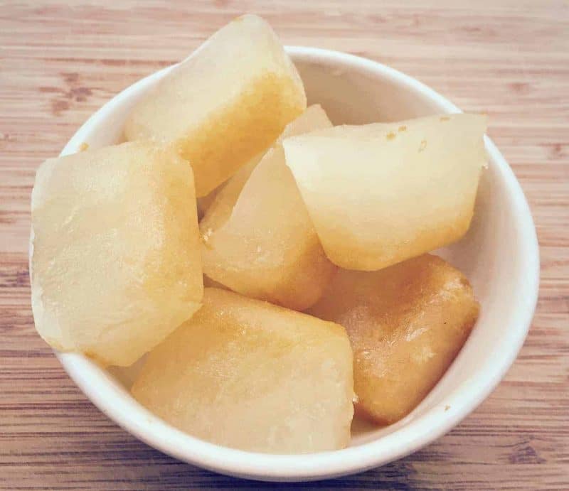 lemon juice ice cubes in a bowl