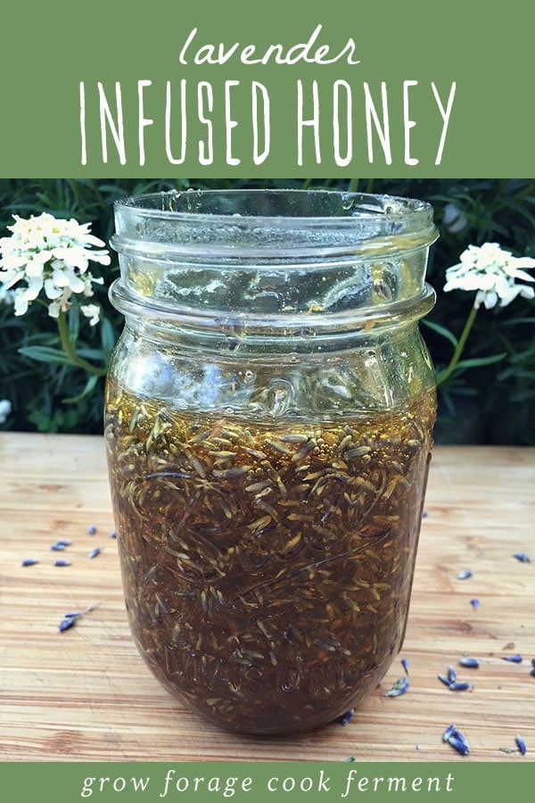 A jar of lavender herbal infused honey.