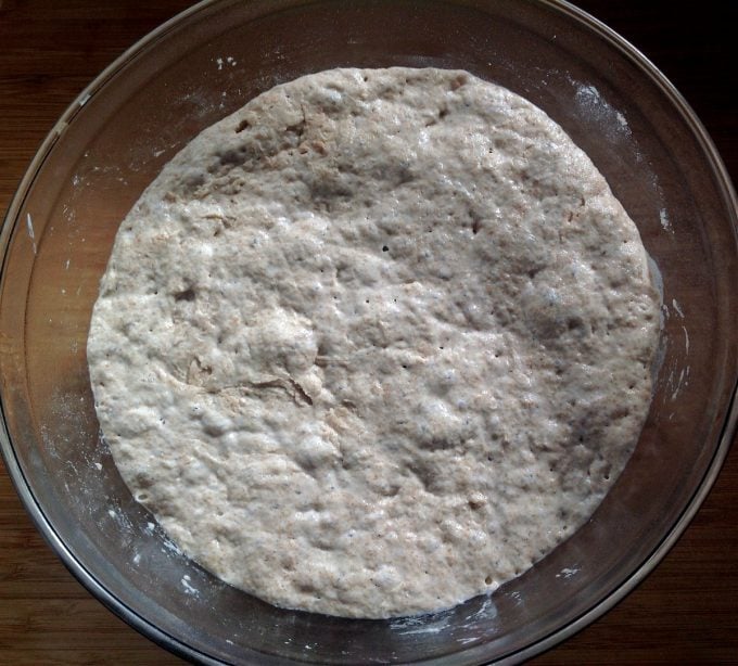 You won't believe how easy it is to make your own homemade sourdough bread with this no knead recipe! Using a homemade sourdough starter, and a few simple tools, this easy, sourdough bread is baked int a dutch oven with a foolproof recipe that comes out perfect every time. Transform your bread baking with this no knead sourdough bread recipe! #sourdough #sourdoughbread #noknead #bread #baking #realfood #traditionalfood no knead sourdough bread bubbles