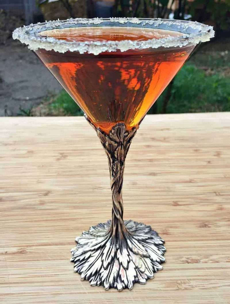 Conifer needles are plentiful in cool weather and you can make this refreshing conifer needle infused vodka recipe! You can use any edible conifer needles - there are many, such as pine, spruce, fir, redwood, or hemlock. This foraged winter vodka makes a lovely holiday cocktail! conifer infused vodka in a martini glass