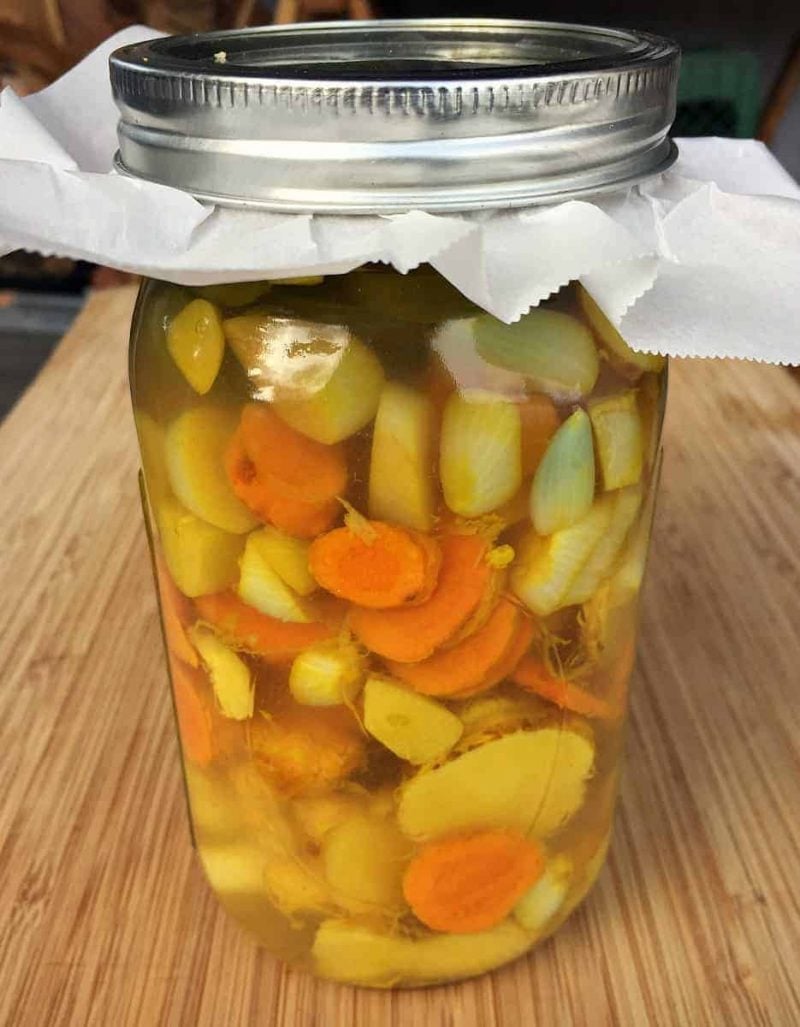 fire cider in a jar after infusing