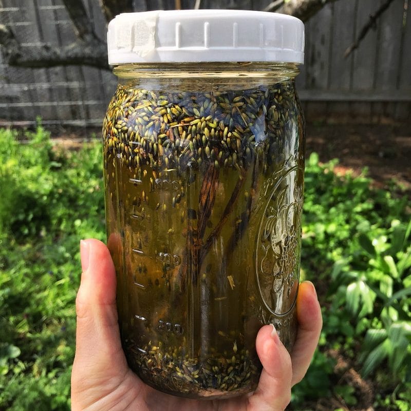 vanilla lavender infused oil in a jar
