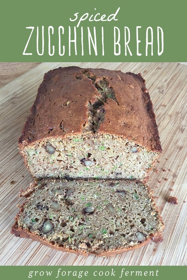 A loaf of homemade spiced zucchini bread.