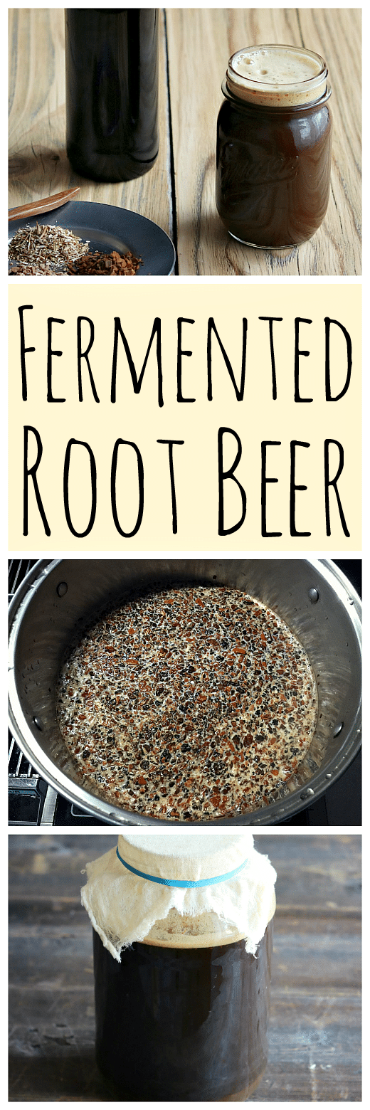 Learn how to make delicious homemade fermented root beer. Made with real roots and herb and a ginger bug for fermentation! #fermented #rootbeer #homemadesoda