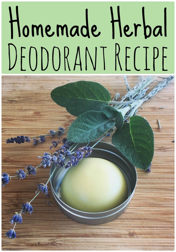 Homemade deodorant is easy to make and good for your health. This herbal deodorant recipe is made with lavender and sage, both herbs that have many beneficial properties. #homemadedeodorant #herbaldeodorant #deodorantrecipe #diy