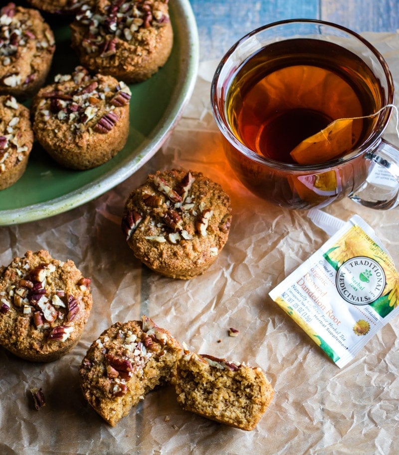 dandelion root muffins and roasted dandelion root tea