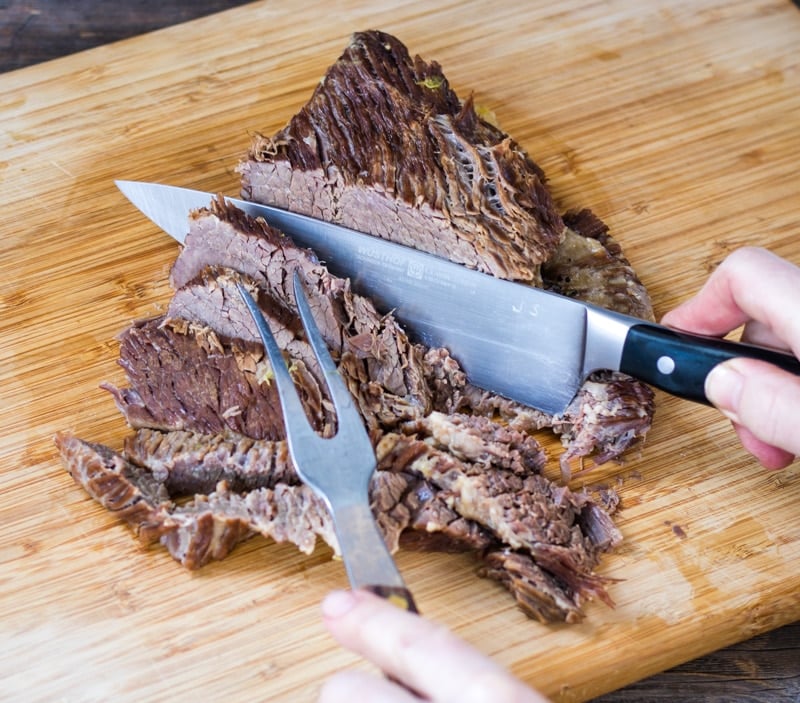 slicing corned beef against the grain