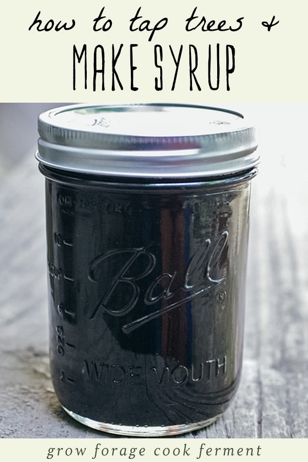 a canning jar full of homemade maple syrup