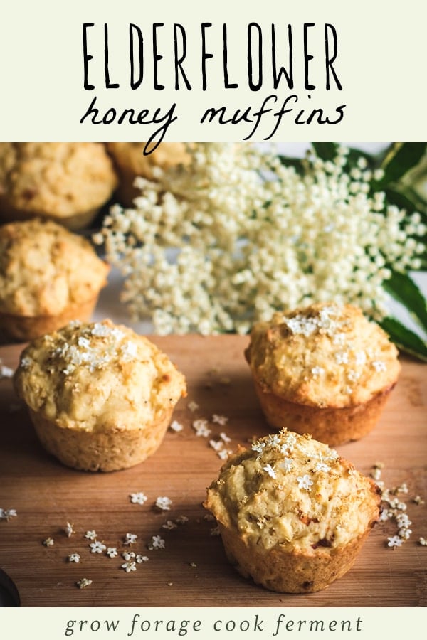 elderflower muffins on a cutting board