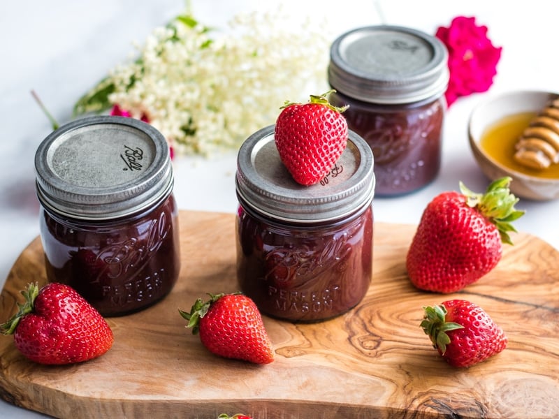 jars of strawberry preserves