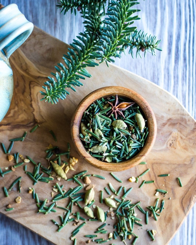 a small bowl of forest chai blend