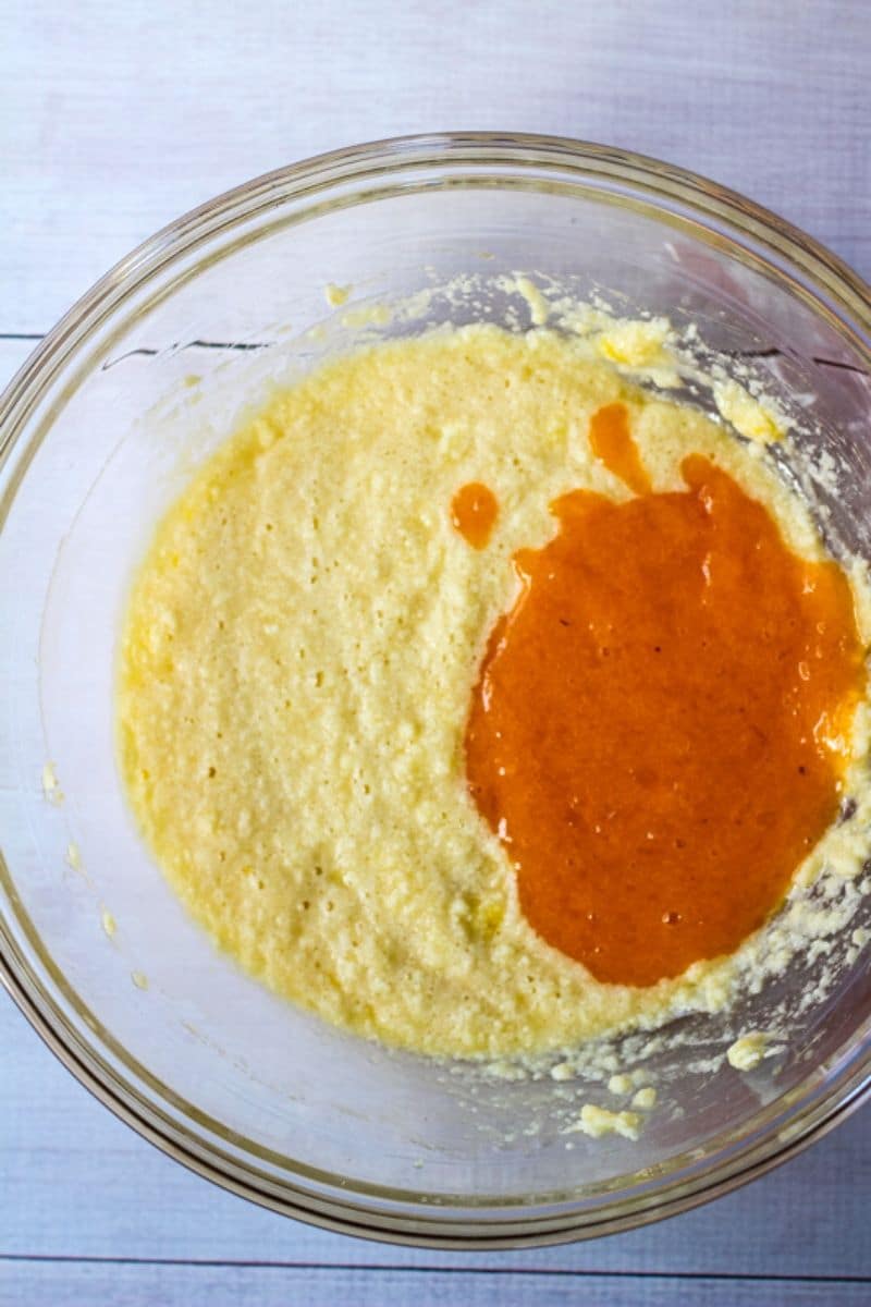 mixing in persimmon puree