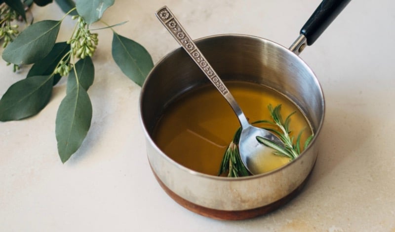 making rosemary honey syrup