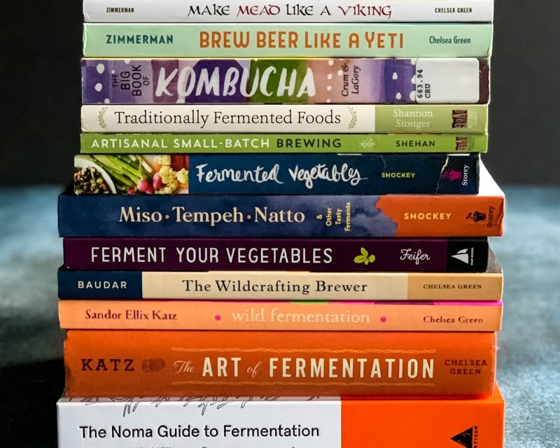 stack of books about fermentation