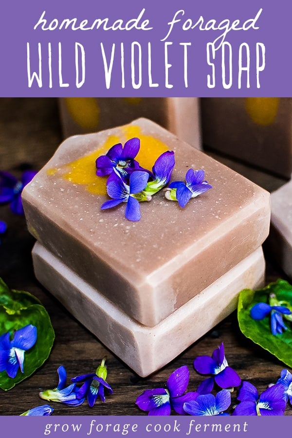 homemade foraged wild violet soap
