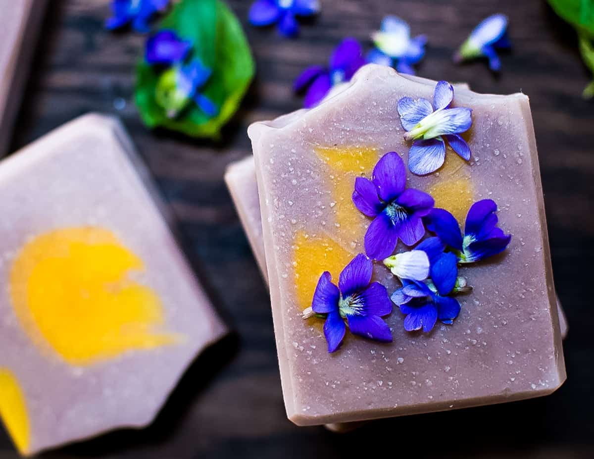 soap with a sprinkle of wild violets