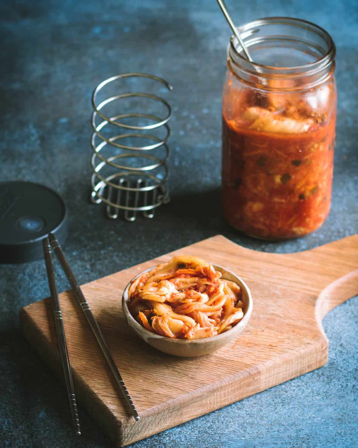 finished kimchi in a bowl