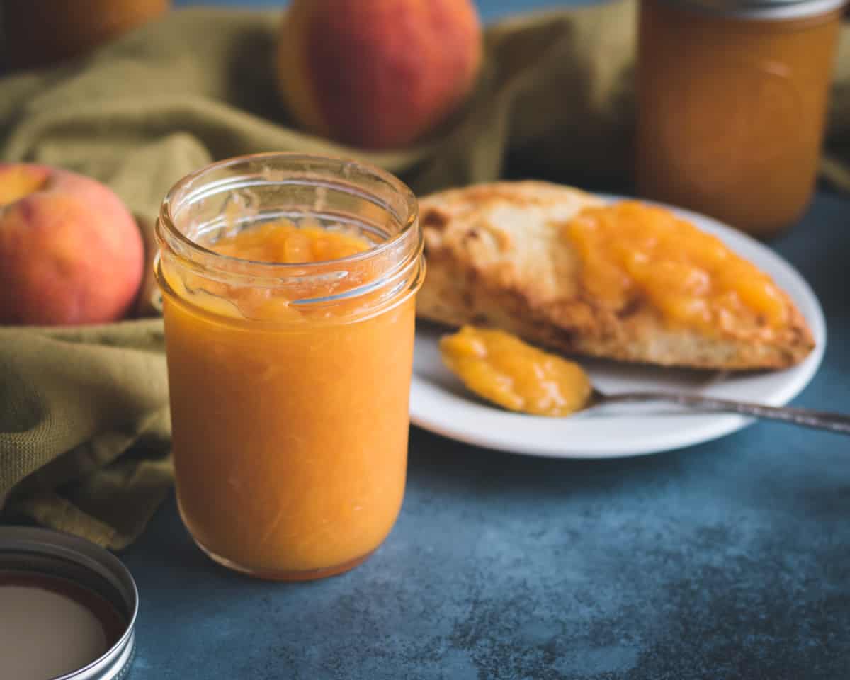 a jar of no sugar peach jam