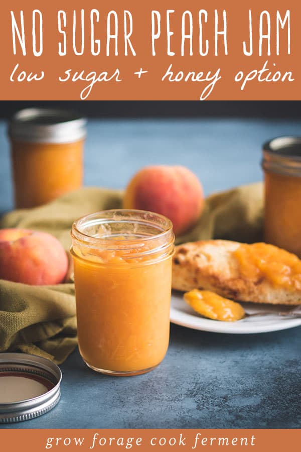 a open jar of no sugar peach jam