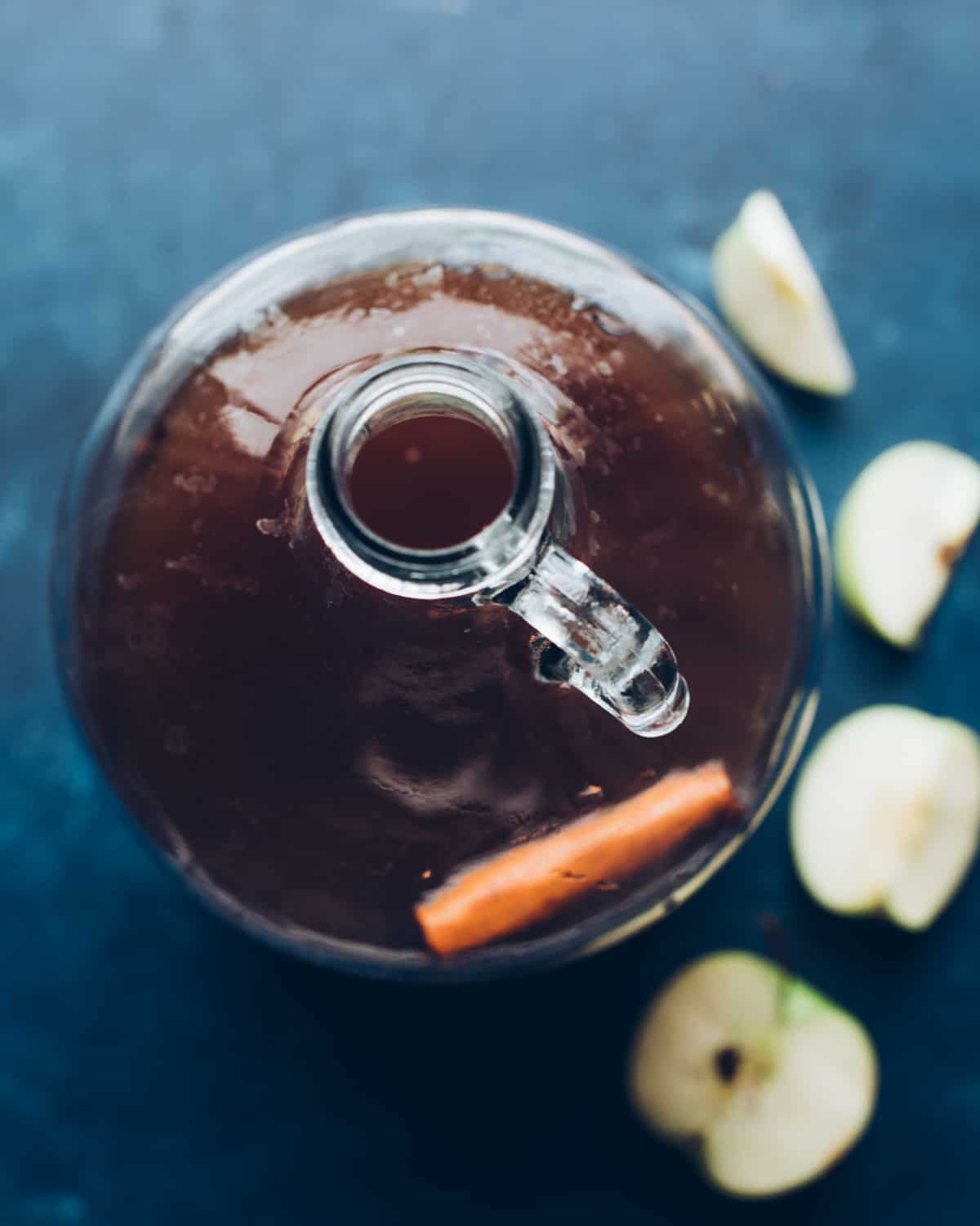 top view of the jug with spices steeping