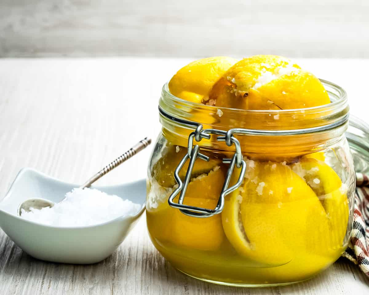 a jar full of preserved lemons