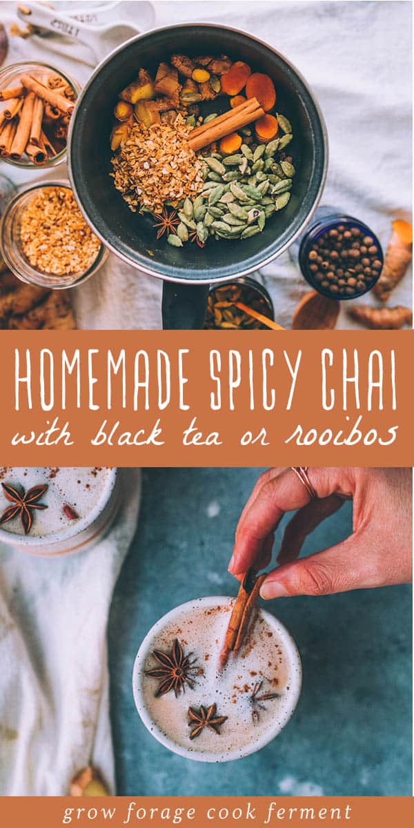 Homemade Spicy Chai with Black Tea or Rooibos
