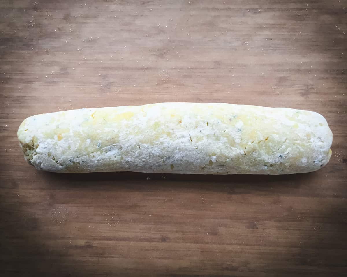 log of lemon rosemary shortbread dough