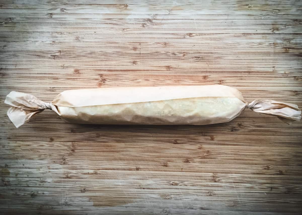 wrapped log of lemon rosemary shortbread cookie dough