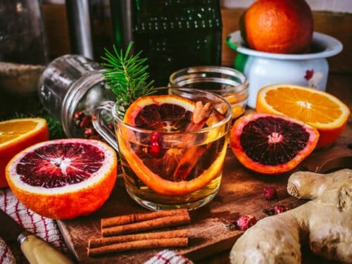 Conifer Hot Toddy with Rose Hips and Ginger