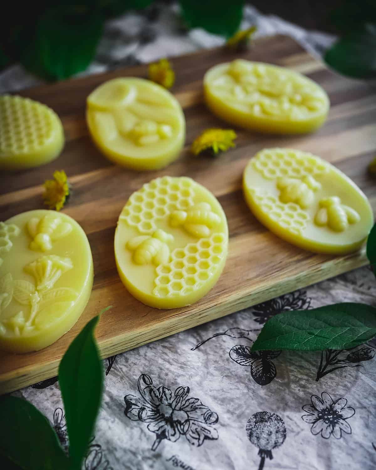 Dandelion lotion bars, out of the molds. 