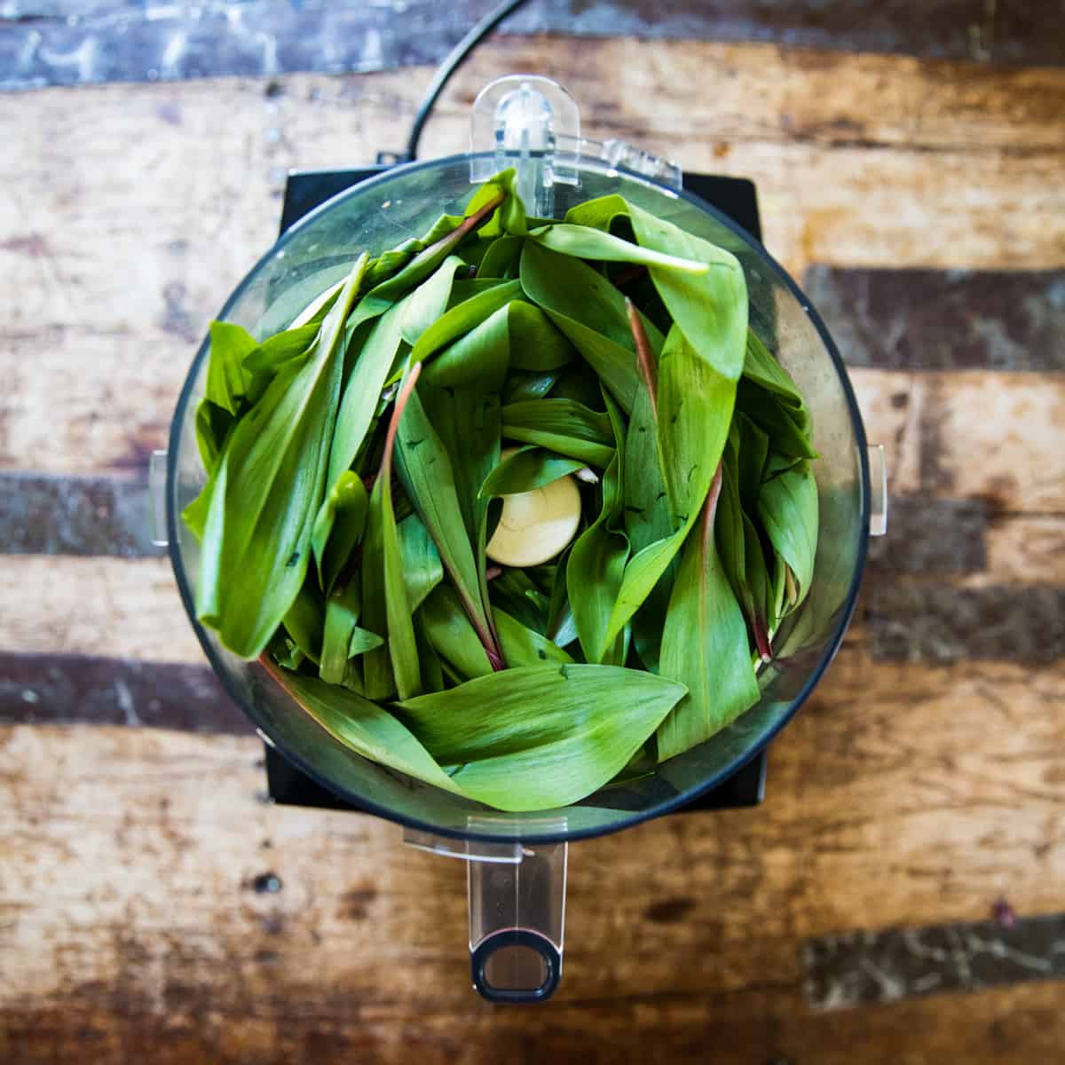 ramp leaves in a food processor