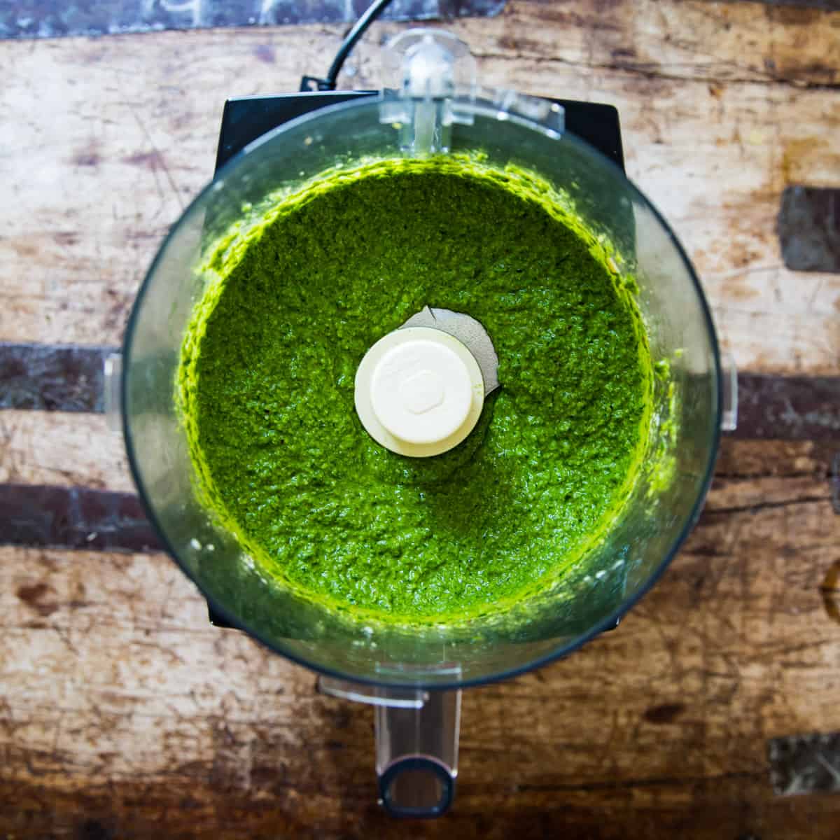 blended ramp pesto in a food processor