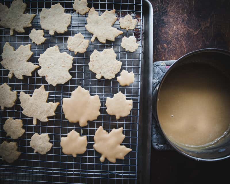 Maple Leaf Cookies with Maple Icing