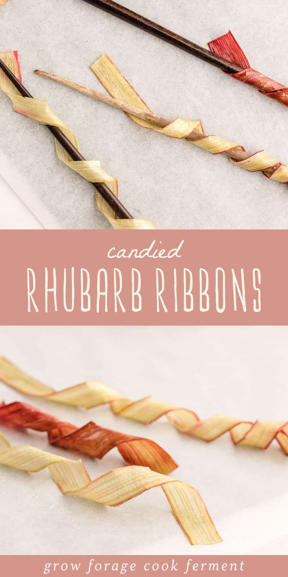 Candied Rhubarb Ribbons: Dessert or Drink Garnish