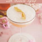 gin sour cocktail made with rhubarb syrup