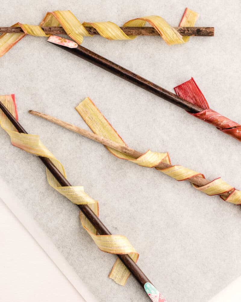 Candied Rhubarb Ribbons: Dessert or Drink Garnish