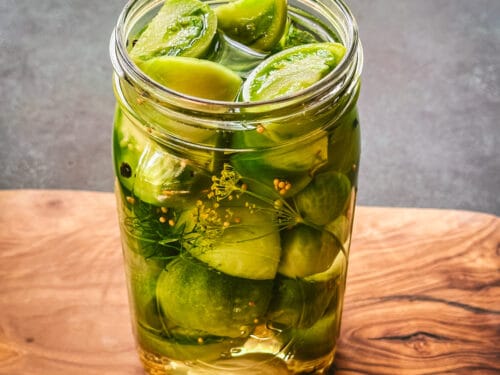 Quick Pickled Green Tomatoes - Plant-Based on a Budget